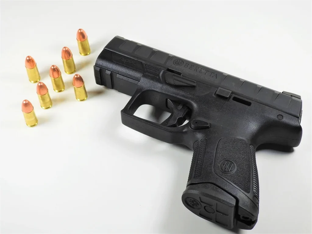 Semi-automatic handgun close-up